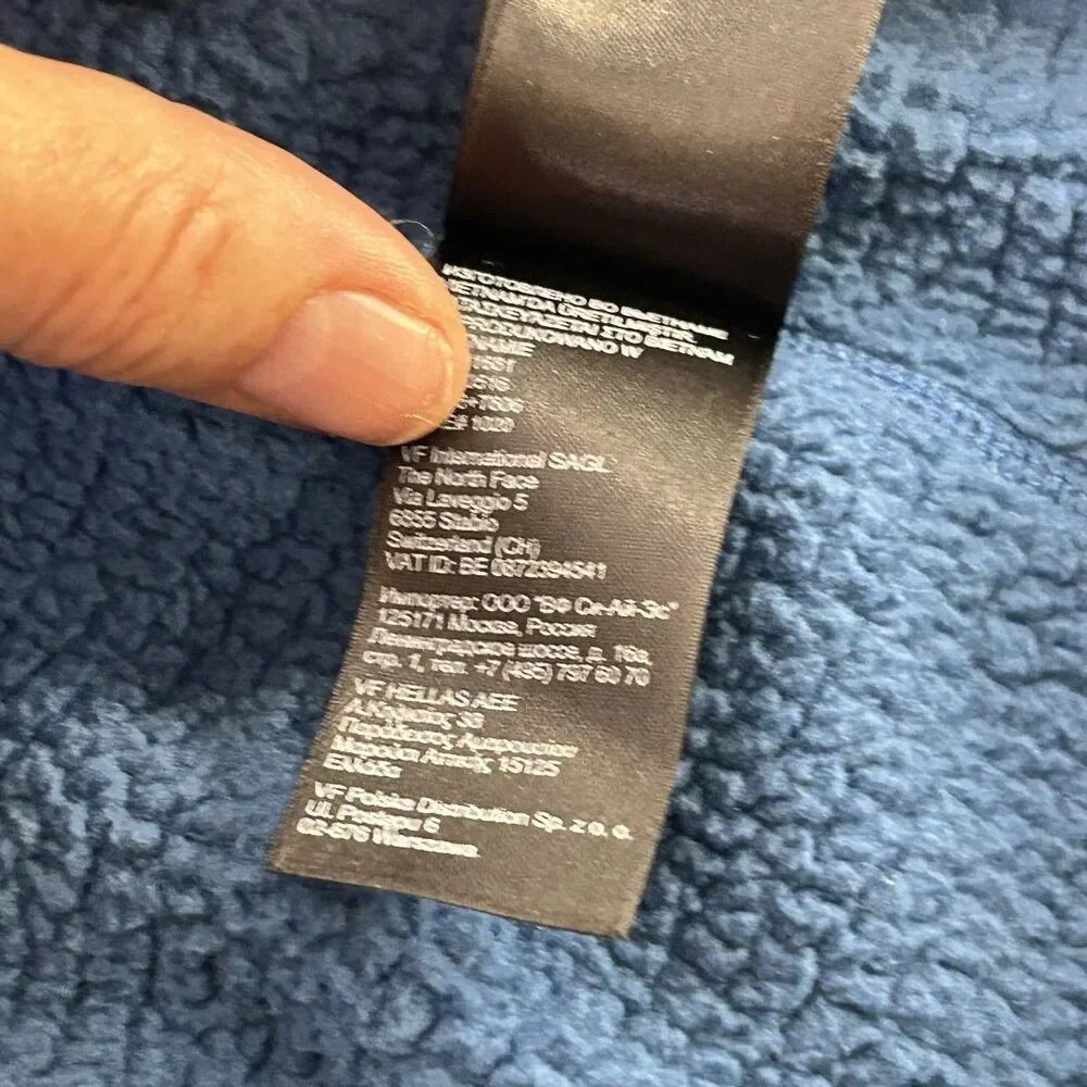 The North Face Mens Large Quarter Zip Fleece Pullover Blue Waffle Knit